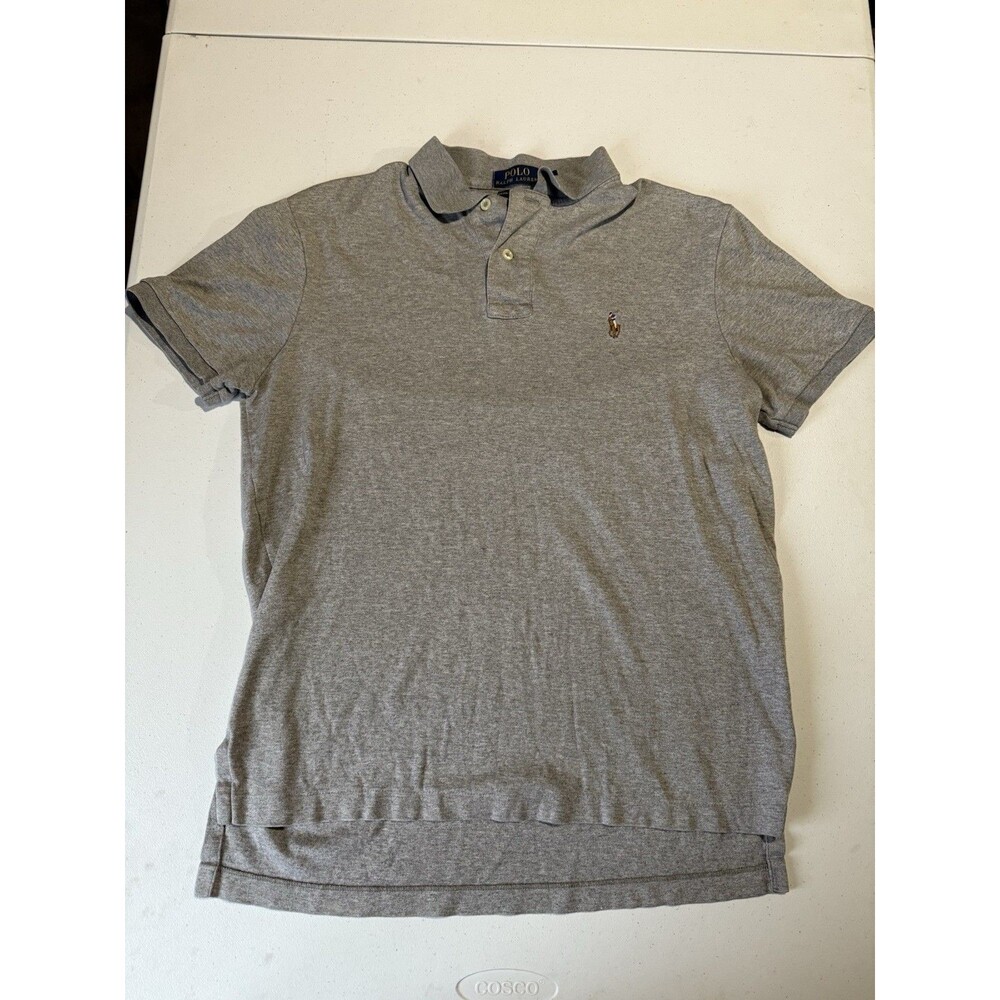 Polo Ralph Lauren Shirt Men's M Gray Pima Soft Cotton Polo Flesh Pony